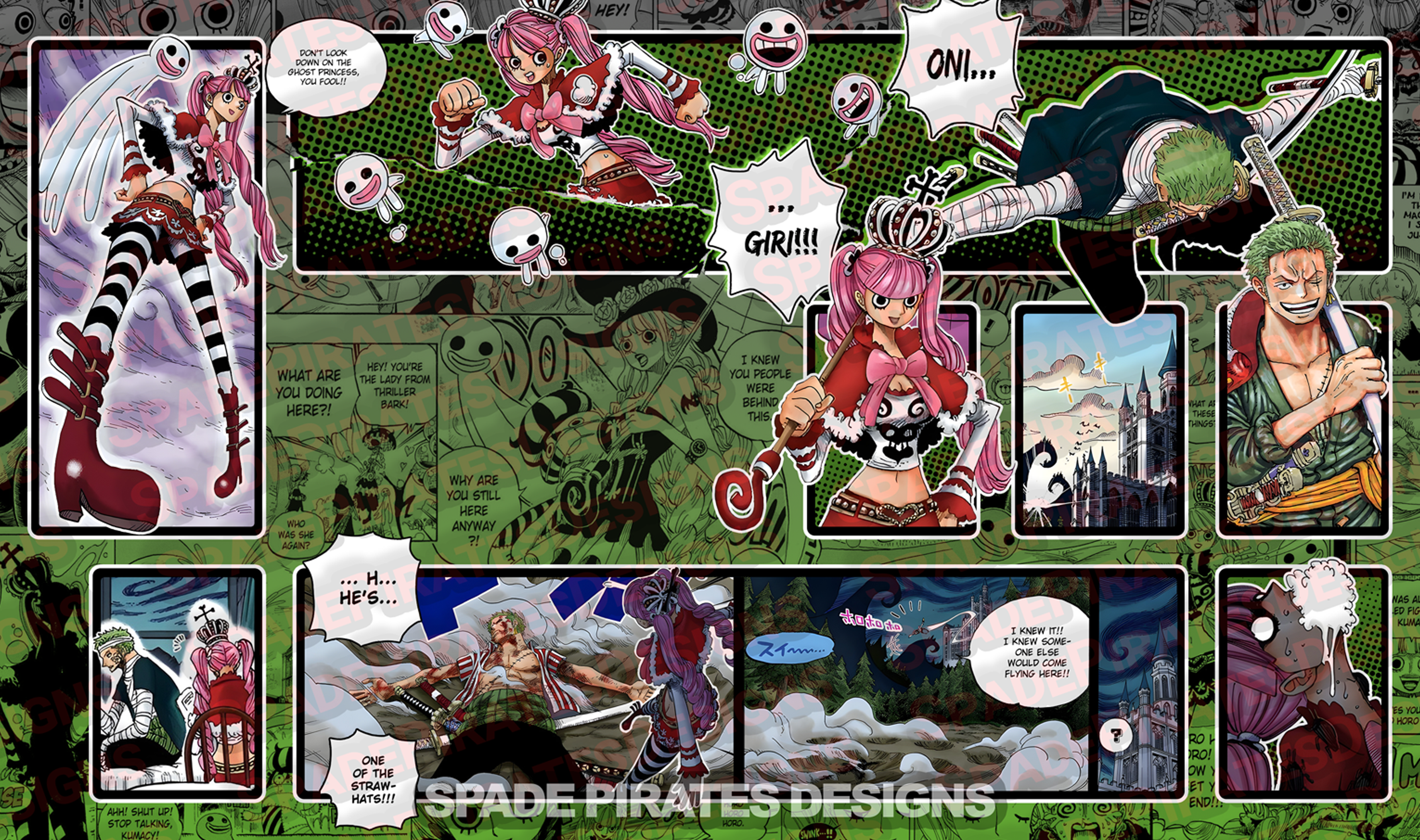 Perona & Zoro One Piece TCG Playmat | Spade Pirates Designs Perona & Zoro One Piece TCG Playmat | Spade Pirates Designs