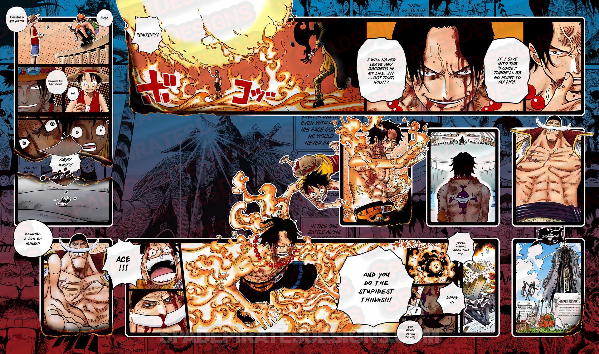 One Piece TCG Ace & Whitebeard Playmat – Spade Pirates Designs