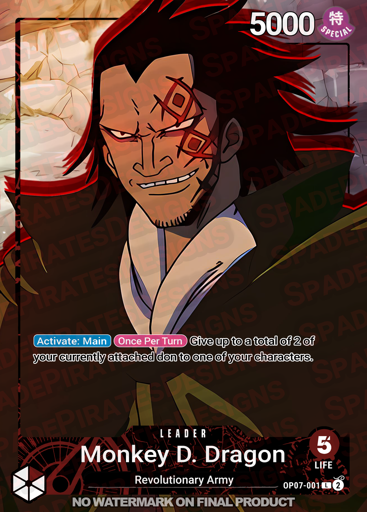 Monkey D. Dragon (OP07-001) OP07-001 One Piece Metal Card – Spade