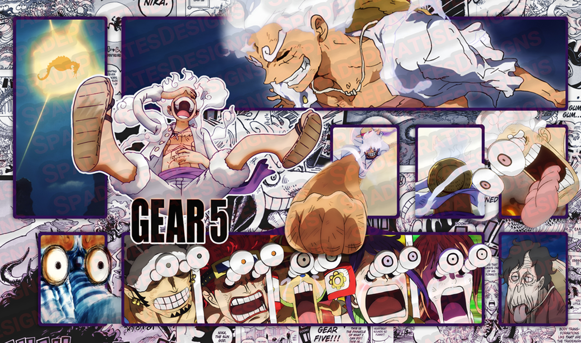 one piece luffy gear 5 anime One Piece TCG Luffy Gear 5 Playmat (Anime Version) – Spade Pirates Designs