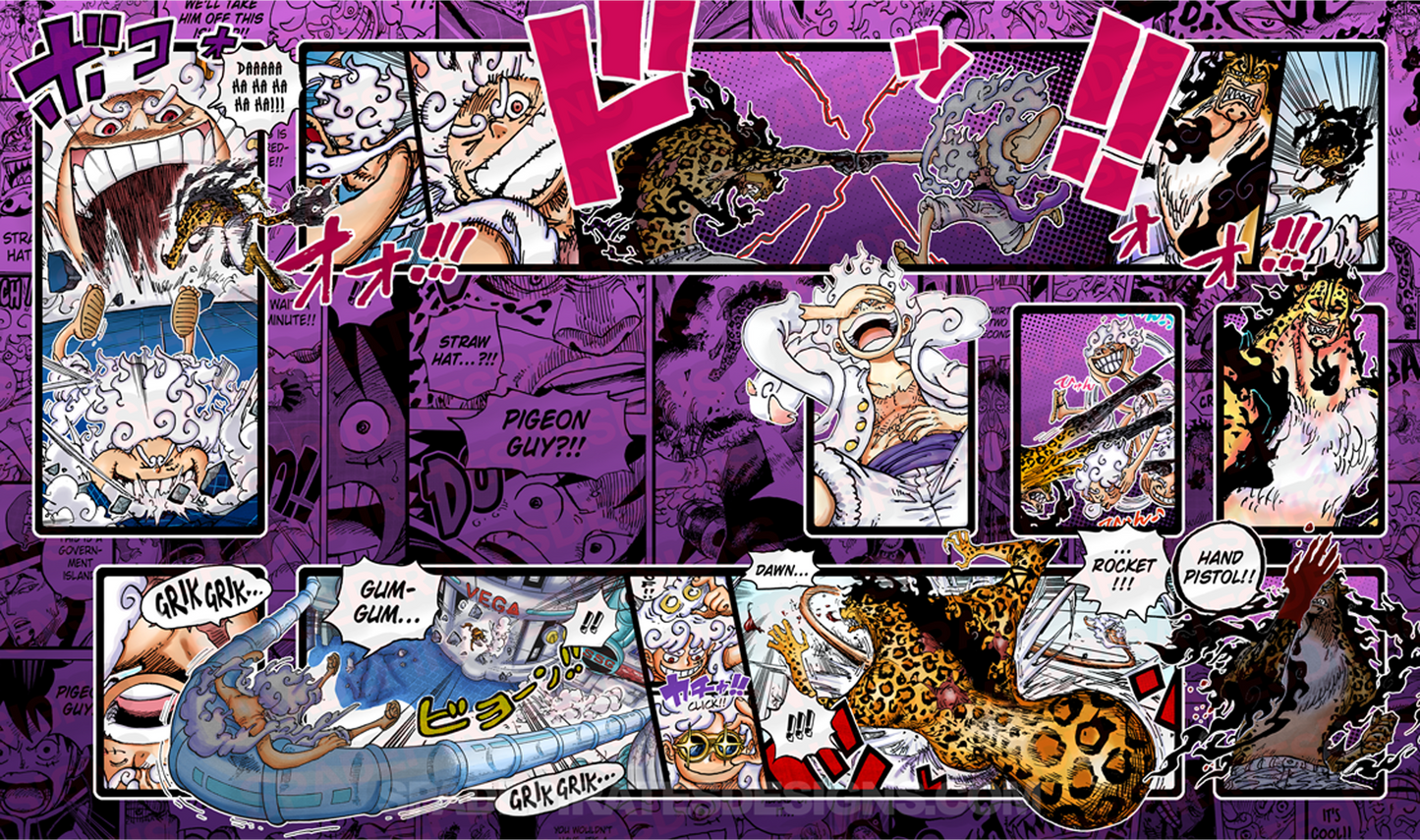 One Piece TCG Luffy Gear 5 vs Lucci Playmat