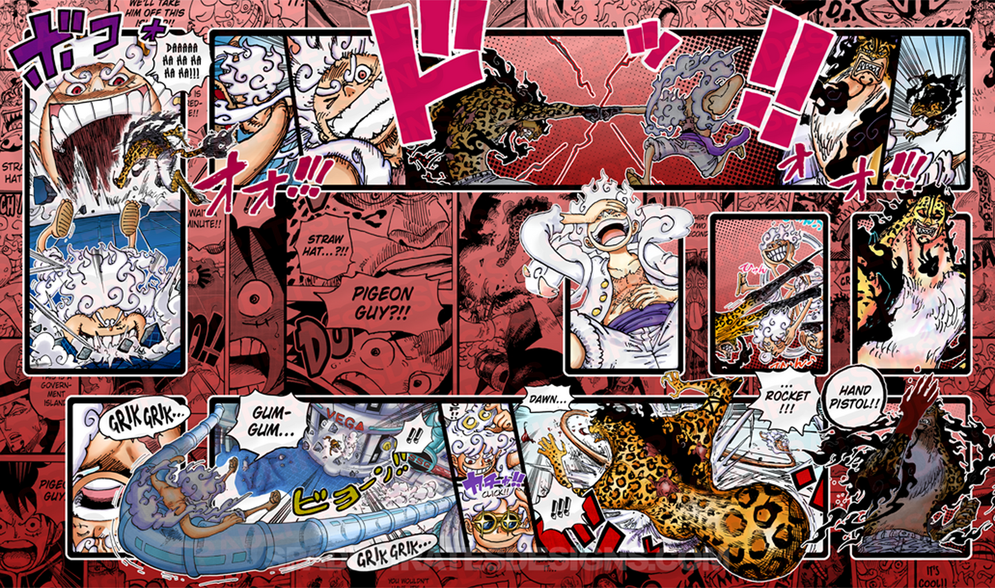 One Piece TCG Luffy Gear 5 vs Lucci Playmat